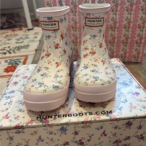 Hunter Kids Floral Rain Boots - White
